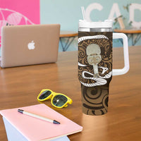 Gold New Zealand Eel Tumbler With Handle Aotearoa Maori Tuna With Kotiate Weapon LT14 - Polynesian Pride