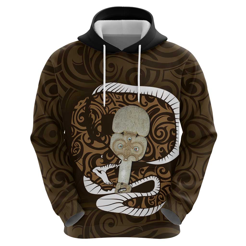 Gold New Zealand Eel Zip Hoodie Aotearoa Maori Tuna With Kotiate Weapon