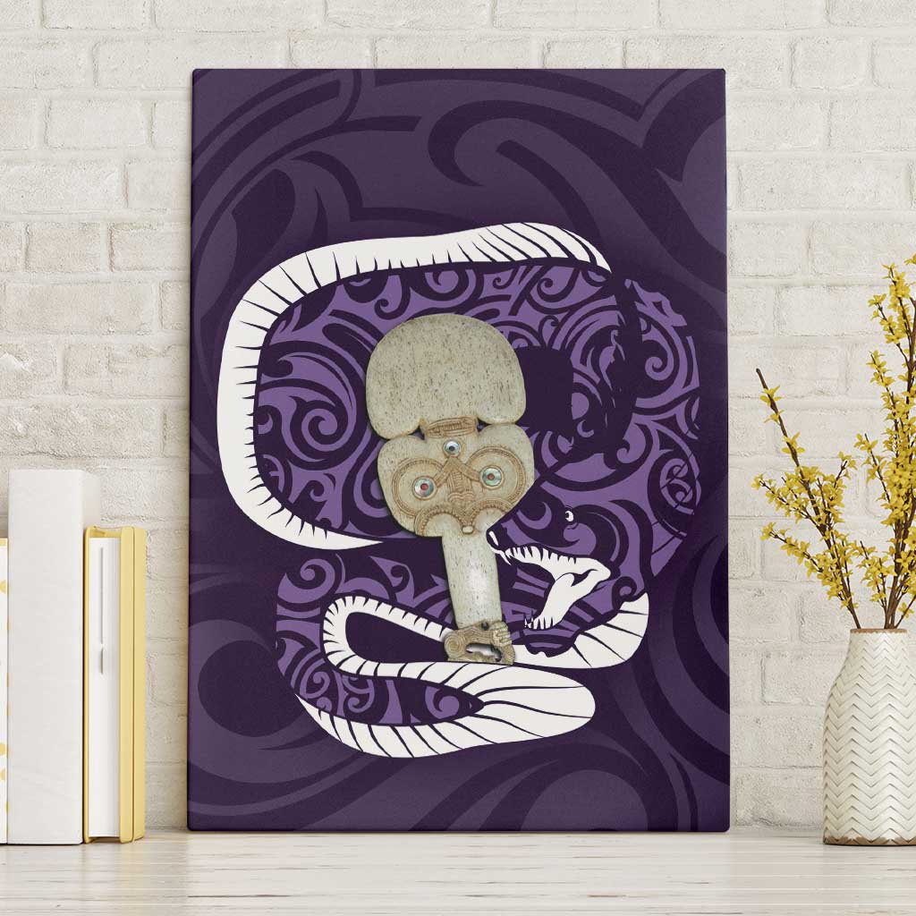 Purple New Zealand Eel Canvas Wall Art Aotearoa Maori Tuna With Kotiate Weapon