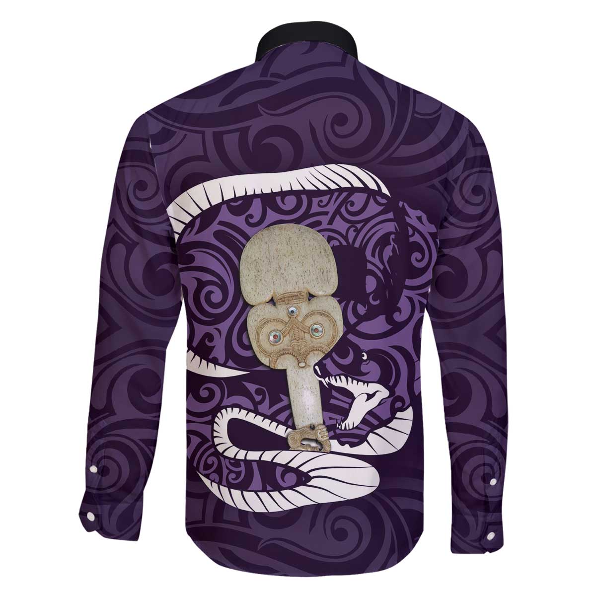 Purple New Zealand Eel Family Matching Puletasi and Hawaiian Shirt Aotearoa Maori Tuna With Kotiate Weapon LT14 - Polynesian Pride