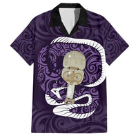 Purple New Zealand Eel Family Matching Summer Maxi Dress and Hawaiian Shirt Aotearoa Maori Tuna With Kotiate Weapon LT14 Dad's Shirt - Short Sleeve Purple - Polynesian Pride