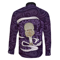 Purple New Zealand Eel Family Matching Summer Maxi Dress and Hawaiian Shirt Aotearoa Maori Tuna With Kotiate Weapon LT14 - Polynesian Pride