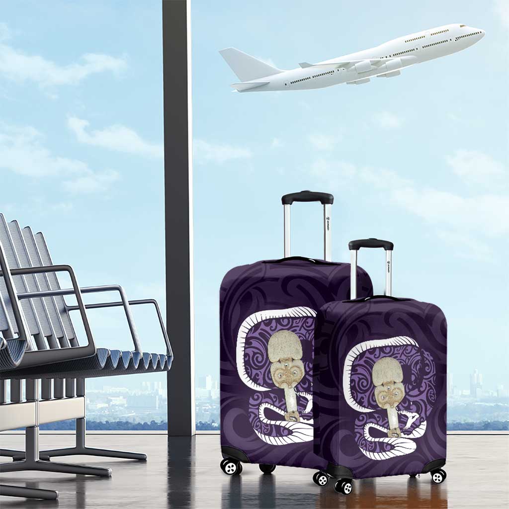 Purple New Zealand Eel Luggage Cover Aotearoa Maori Tuna With Kotiate Weapon LT14 - Polynesian Pride