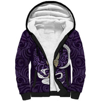 Purple New Zealand Eel Sherpa Hoodie Aotearoa Maori Tuna With Kotiate Weapon LT14 Unisex Purple - Polynesian Pride