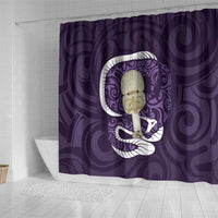 Purple New Zealand Eel Shower Curtain Aotearoa Maori Tuna With Kotiate Weapon LT14 - Polynesian Pride