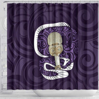 Purple New Zealand Eel Shower Curtain Aotearoa Maori Tuna With Kotiate Weapon LT14 - Polynesian Pride