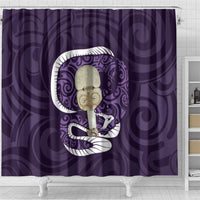 Purple New Zealand Eel Shower Curtain Aotearoa Maori Tuna With Kotiate Weapon LT14 - Polynesian Pride