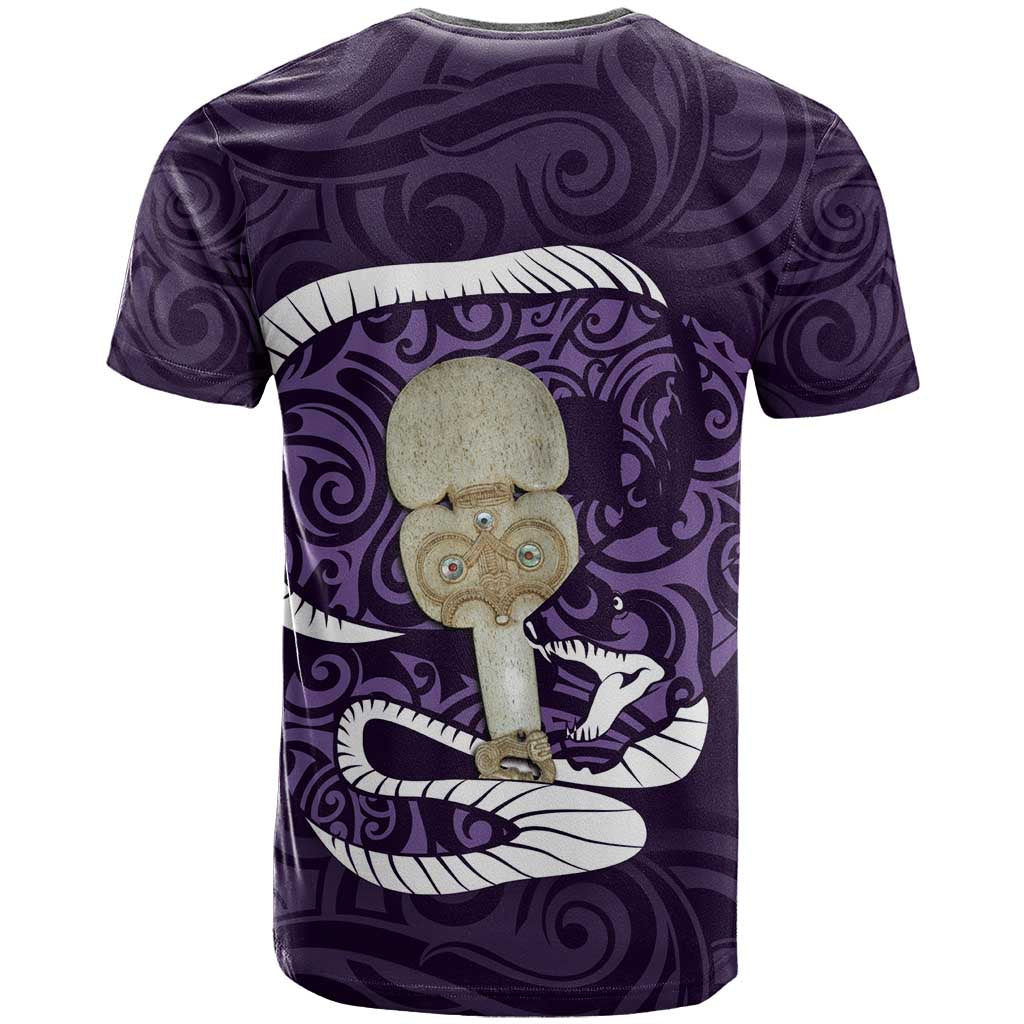 Purple New Zealand Eel T Shirt Aotearoa Maori Tuna With Kotiate Weapon LT14 - Polynesian Pride