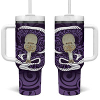 Purple New Zealand Eel Tumbler With Handle Aotearoa Maori Tuna With Kotiate Weapon LT14 One Size: 40 oz Purple - Polynesian Pride