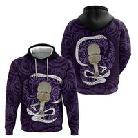 Purple New Zealand Eel Zip Hoodie Aotearoa Maori Tuna With Kotiate Weapon