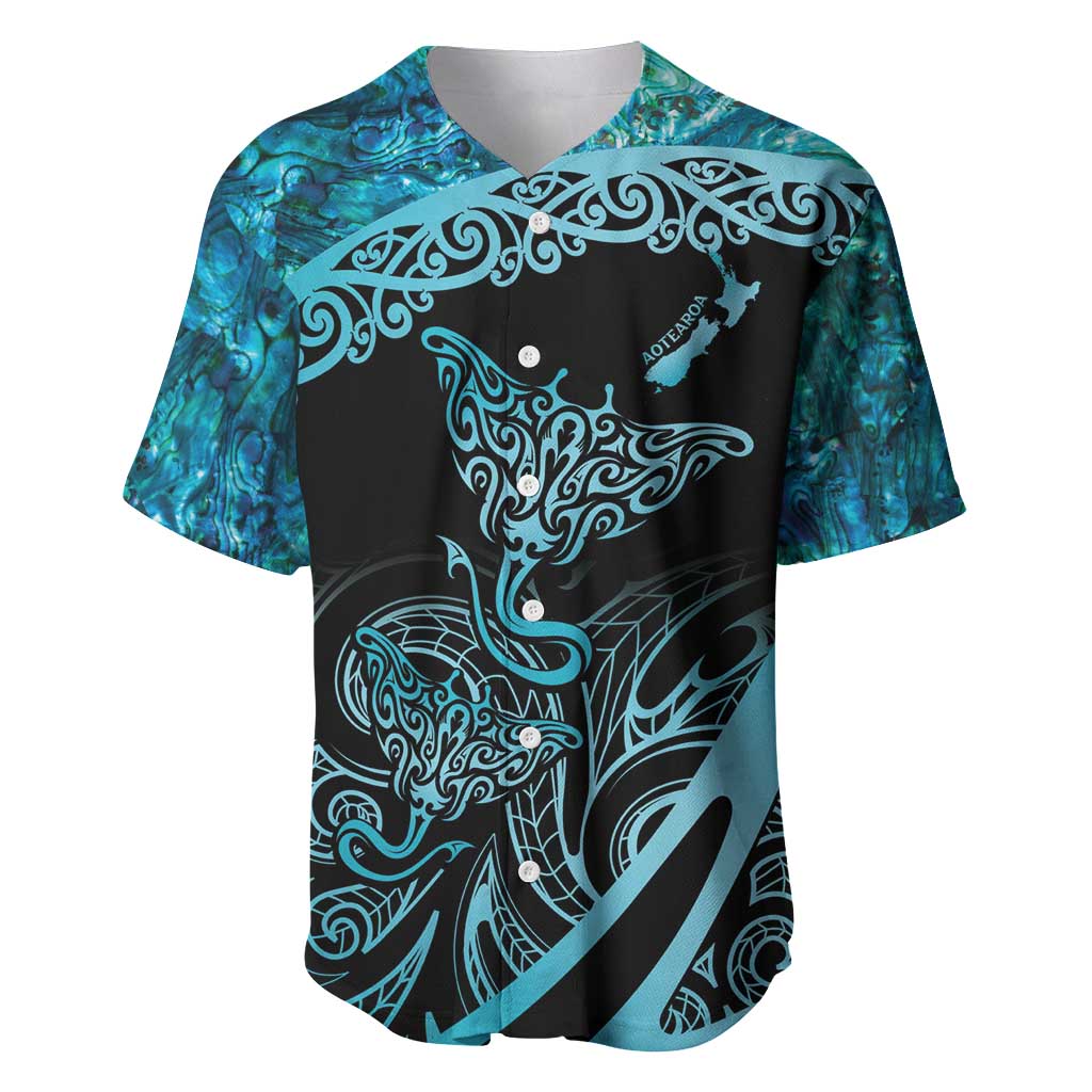 New Zealand Stingray Baseball Jersey Aotearoa Whai With Maori Paua Shell