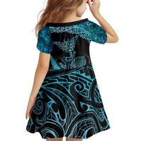 New Zealand Stingray Family Matching Off Shoulder Short Dress and Hawaiian Shirt Aotearoa Whai With Maori Paua Shell LT14 - Polynesian Pride