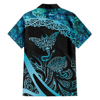 New Zealand Stingray Family Matching Short Sleeve Bodycon Dress and Hawaiian Shirt Aotearoa Whai With Maori Paua Shell LT14 - Polynesian Pride