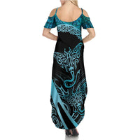 New Zealand Stingray Family Matching Summer Maxi Dress and Hawaiian Shirt Aotearoa Whai With Maori Paua Shell LT14 - Polynesian Pride