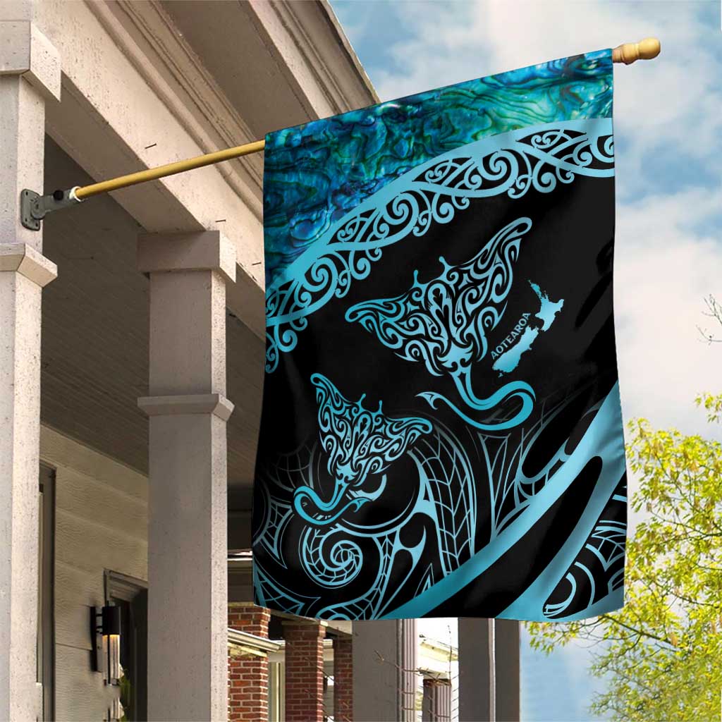 New Zealand Stingray Garden Flag Aotearoa Whai With Maori Paua Shell