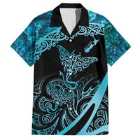 New Zealand Stingray Hawaiian Shirt Aotearoa Whai With Maori Paua Shell LT14 Turquoise - Polynesian Pride