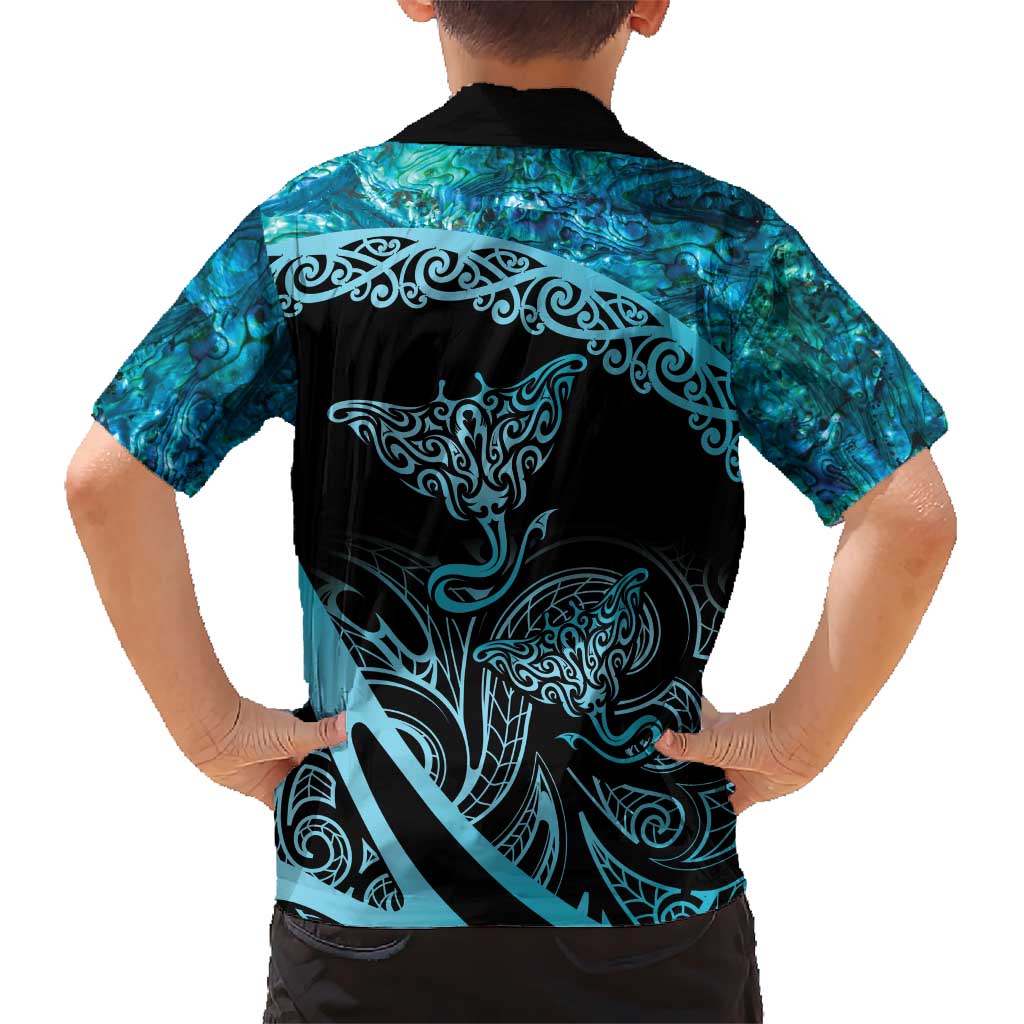 New Zealand Stingray Hawaiian Shirt Aotearoa Whai With Maori Paua Shell LT14 - Polynesian Pride