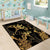 Black And Gold Aotearoa Whai Area Rug NZ Stingrays Maori Curves Style