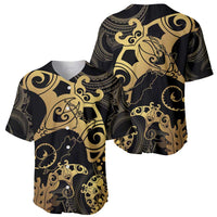 Black And Gold Aotearoa Whai Baseball Jersey NZ Stingrays Maori Curves Style LT14 - Polynesian Pride