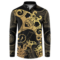 Black And Gold Aotearoa Whai Button Sweatshirt NZ Stingrays Maori Curves Style
