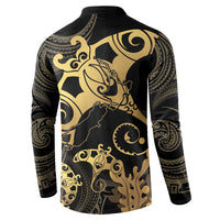 Black And Gold Aotearoa Whai Button Sweatshirt NZ Stingrays Maori Curves Style