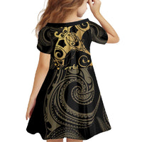 Black And Gold Aotearoa Whai Family Matching Mermaid Dress and Hawaiian Shirt NZ Stingrays Maori Curves Style LT14 - Polynesian Pride