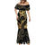 Black And Gold Aotearoa Whai Mermaid Dress NZ Stingrays Maori Curves Style