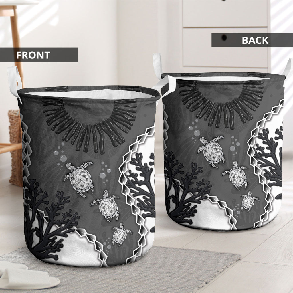 Black Coral Hawaii Laundry Basket Ekaha Ku Moana Honu Sea Turtle