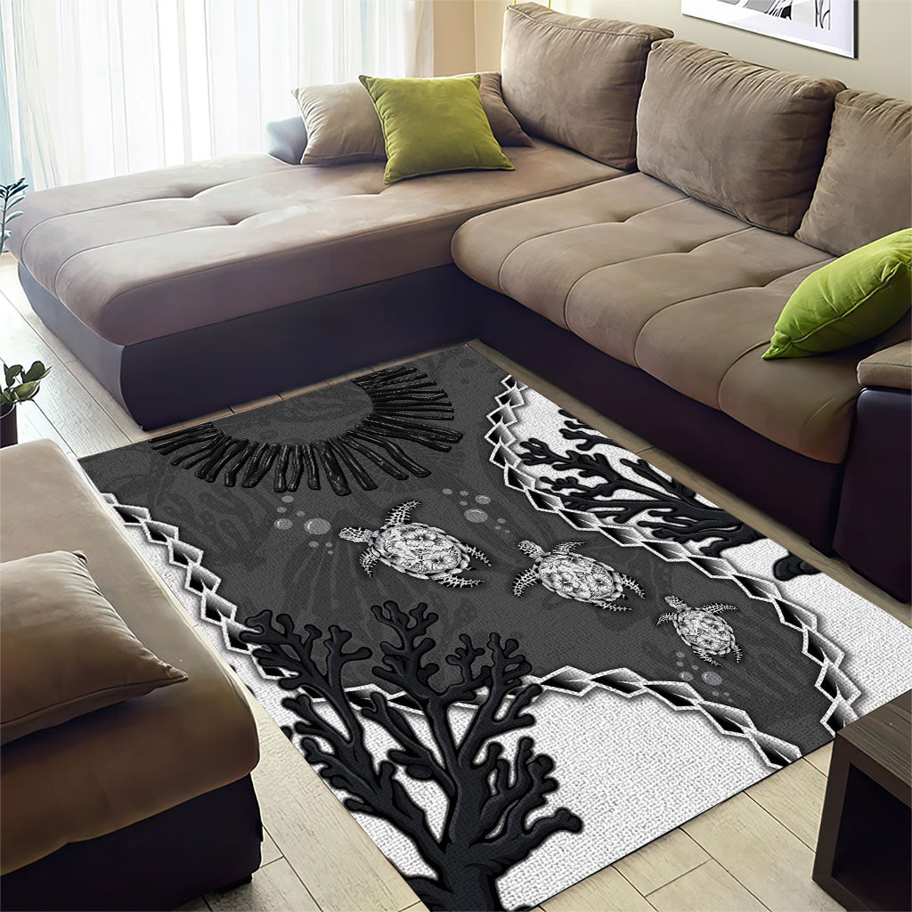 Black Coral Hawaii Area Rug Ekaha Ku Moana Honu Sea Turtle