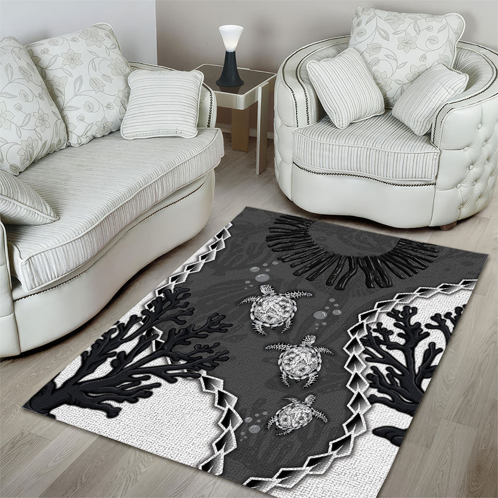 Black Coral Hawaii Area Rug Ekaha Ku Moana Honu Sea Turtle