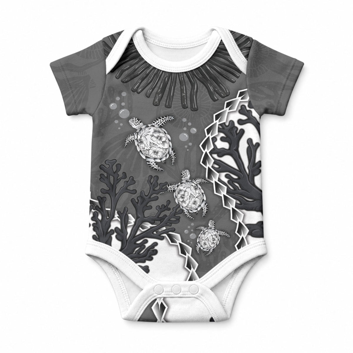 Personalized Black Coral Hawaii Baby Onesie Ekaha Ku Moana Honu Sea Turtle