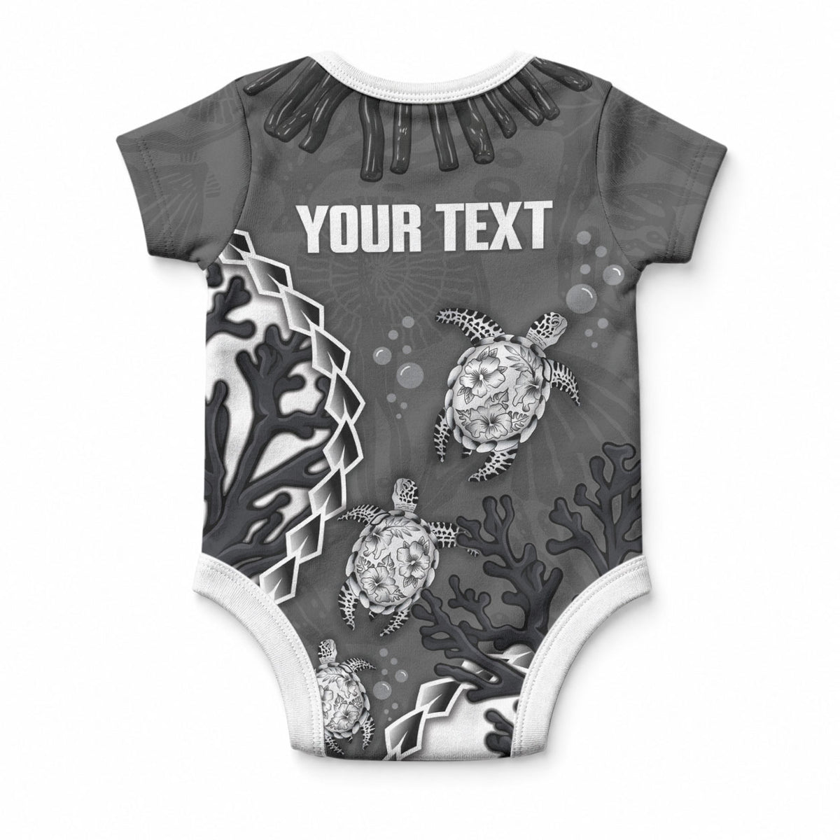 Personalized Black Coral Hawaii Baby Onesie Ekaha Ku Moana Honu Sea Turtle