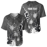Personalized Black Coral Hawaii Baseball Jersey Ekaha Ku Moana Honu Sea Turtle