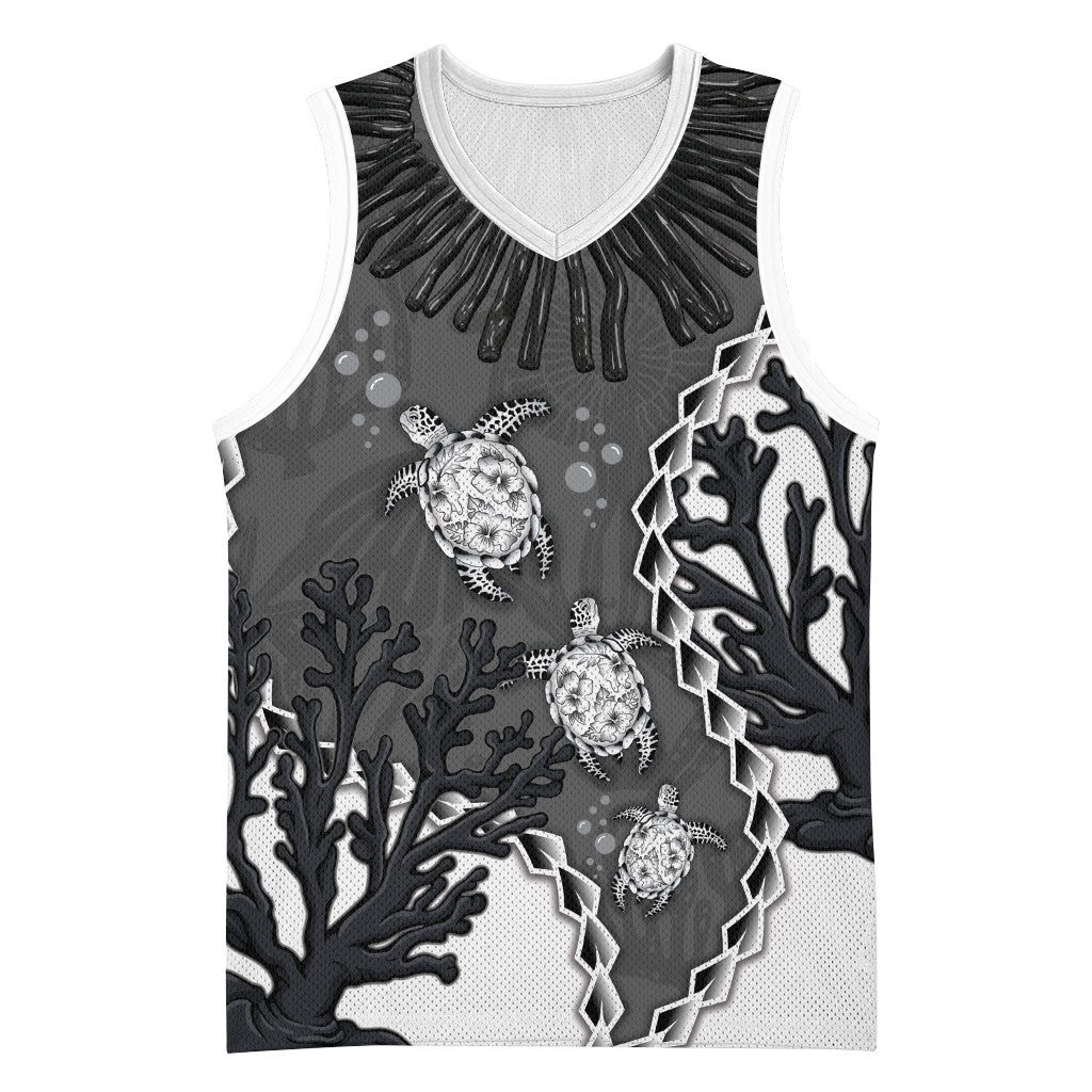 Personalized Black Coral Hawaii Basketball Jersey Ekaha Ku Moana Honu Sea Turtle