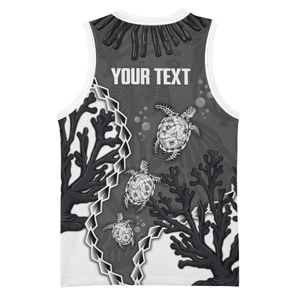 Personalized Black Coral Hawaii Basketball Jersey Ekaha Ku Moana Honu Sea Turtle