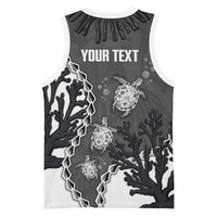 Personalized Black Coral Hawaii Basketball Jersey Ekaha Ku Moana Honu Sea Turtle