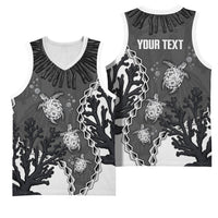 Personalized Black Coral Hawaii Basketball Jersey Ekaha Ku Moana Honu Sea Turtle