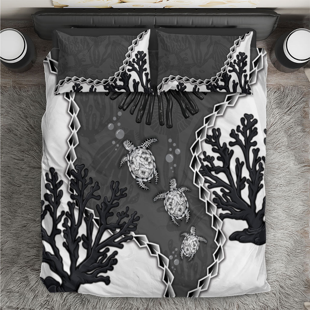 Black Coral Hawaii Bedding Set Ekaha Ku Moana Honu Sea Turtle