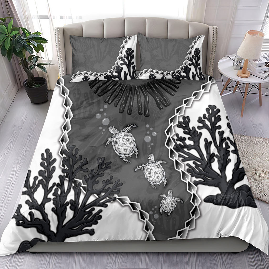 Black Coral Hawaii Bedding Set Ekaha Ku Moana Honu Sea Turtle