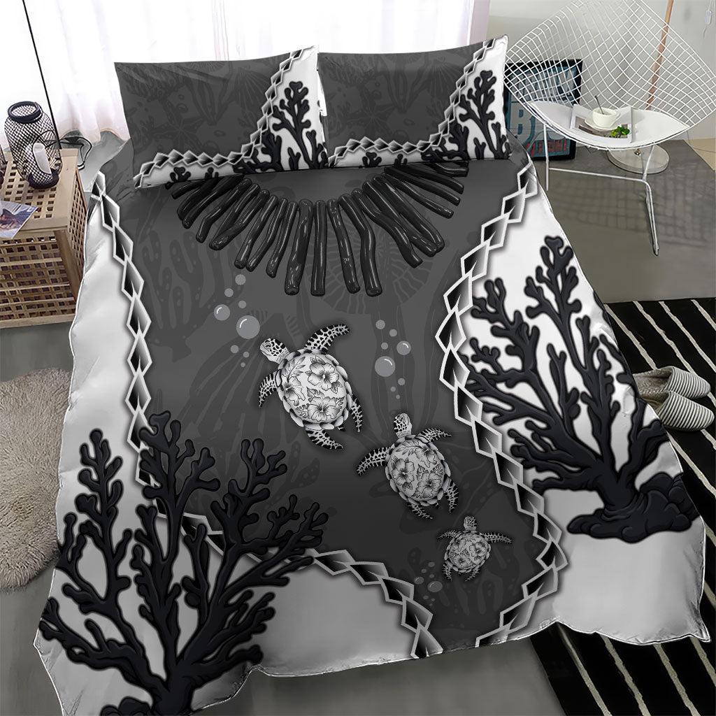 Black Coral Hawaii Bedding Set Ekaha Ku Moana Honu Sea Turtle
