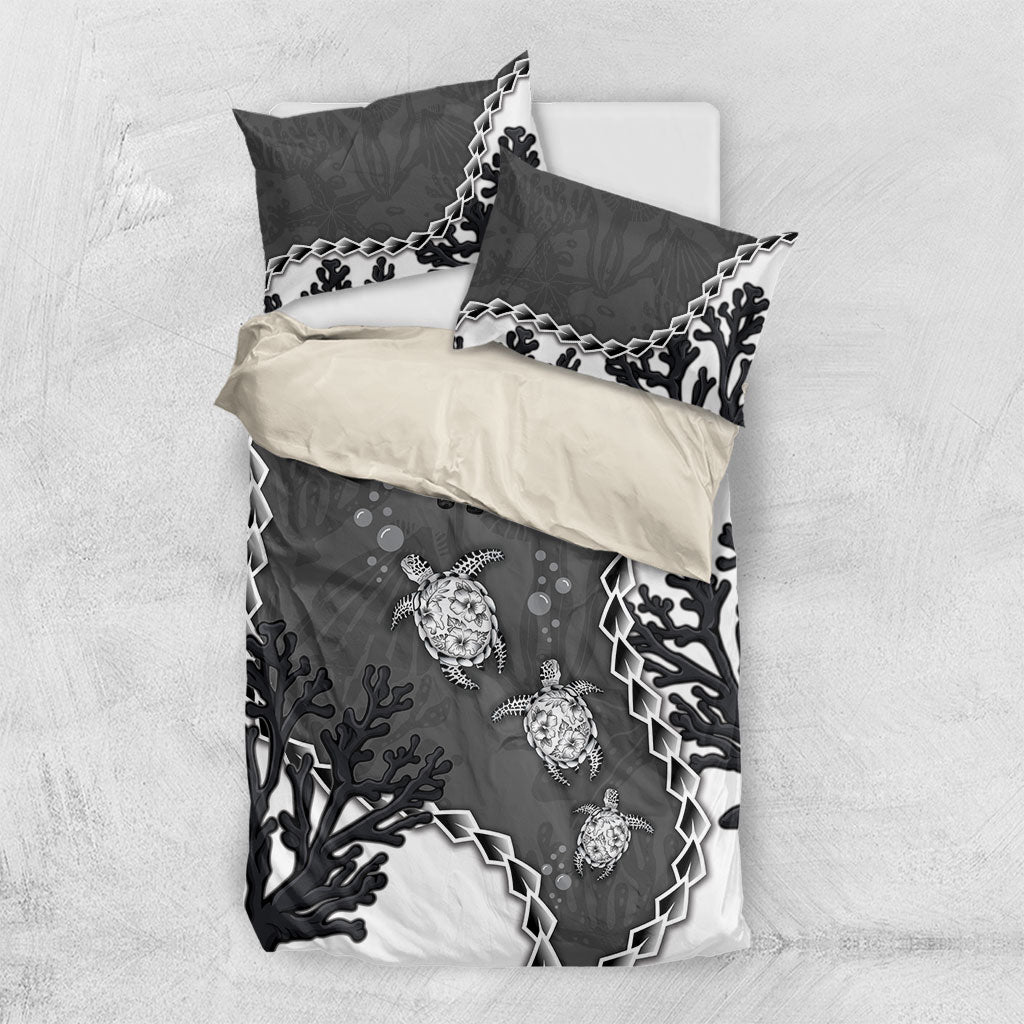Black Coral Hawaii Bedding Set Ekaha Ku Moana Honu Sea Turtle