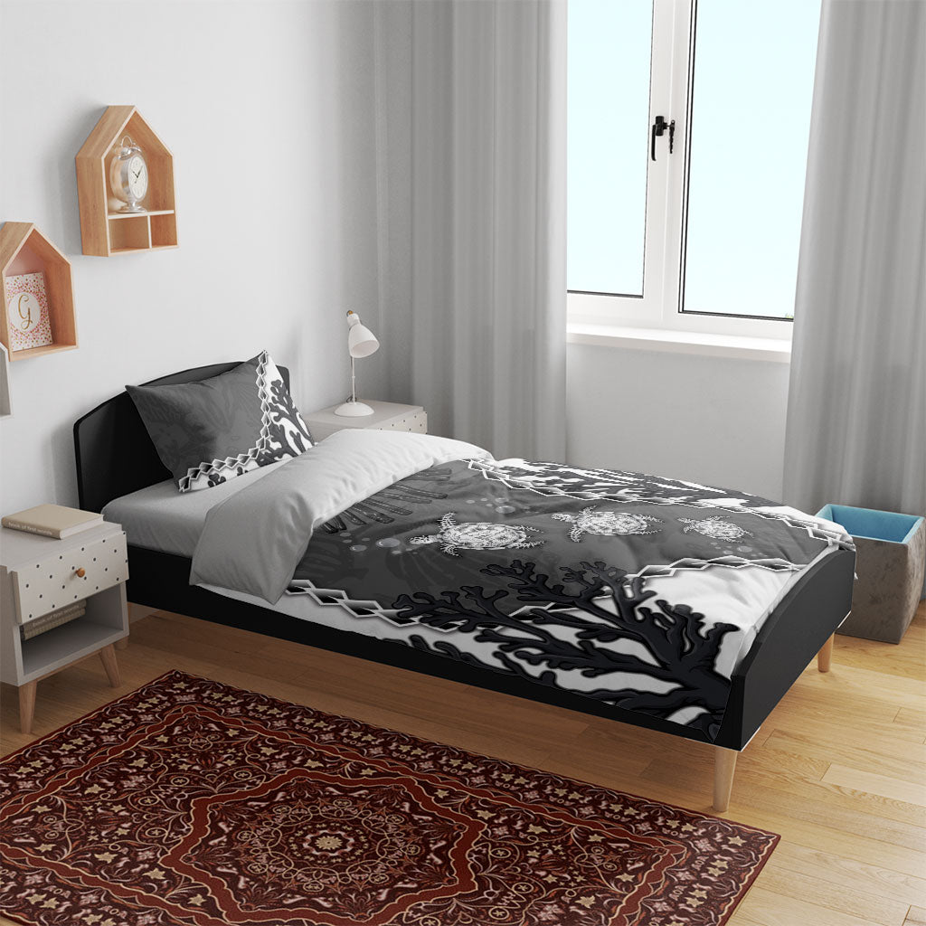 Black Coral Hawaii Bedding Set Ekaha Ku Moana Honu Sea Turtle