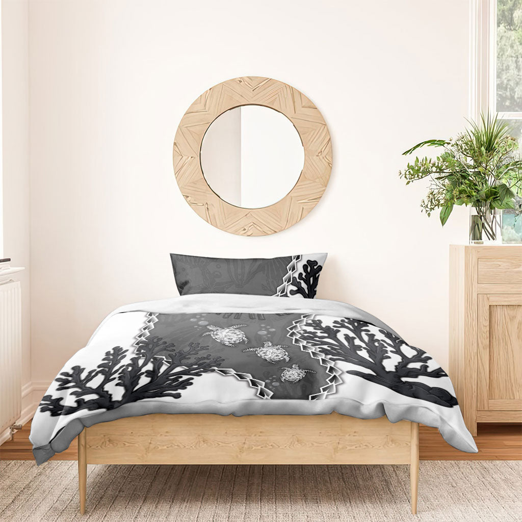 Black Coral Hawaii Bedding Set Ekaha Ku Moana Honu Sea Turtle