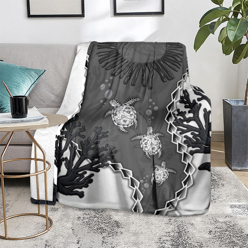 Black Coral Hawaii Blanket Ekaha Ku Moana Honu Sea Turtle