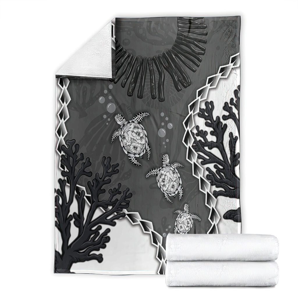 Black Coral Hawaii Blanket Ekaha Ku Moana Honu Sea Turtle