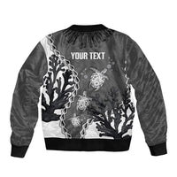 Personalized Black Coral Hawaii Bomber Jacket Ekaha Ku Moana Honu Sea Turtle