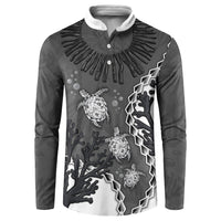 Personalized Black Coral Hawaii Button Sweatshirt Ekaha Ku Moana Honu Sea Turtle