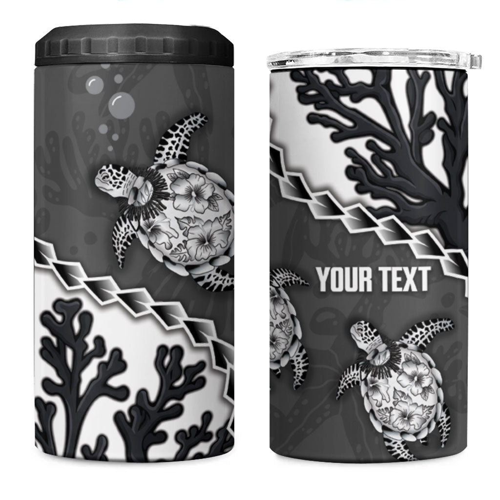 Personalized Black Coral Hawaii 4 in 1 Can Cooler Tumbler Ekaha Ku Moana Honu Sea Turtle