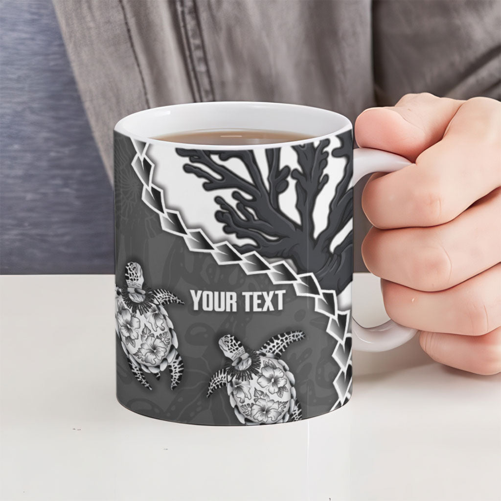 Personalized Black Coral Hawaii Ceramic Mug Ekaha Ku Moana Honu Sea Turtle
