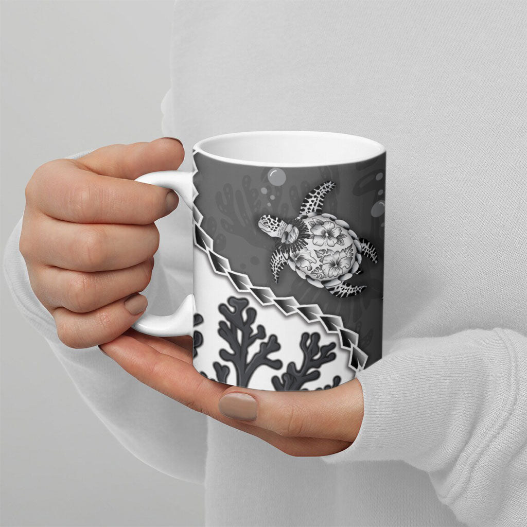 Personalized Black Coral Hawaii Ceramic Mug Ekaha Ku Moana Honu Sea Turtle